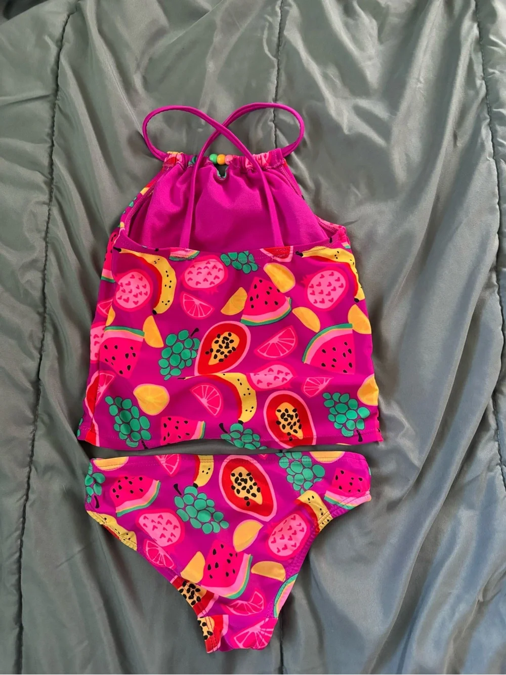 Kids Pink Fruit-Print Tankini Swimsuit